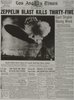"Zeppelin Blast Kills Thirthy-Five"; from Los Angeles Times; May 7, 1937