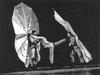 Rauschenberg performing "Pelican" (1963) with Alex Hay and Carolyn Brown for the First New York Theater Rally