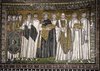Emperor Justinian and His Attendants; justinian, Bishop Maxmianus, and attendants; North Apse Mosaic, Church of San Vitale, Ravenna