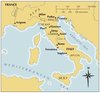 Map of Italy in the Thirteenth and Fourteenth Centuries