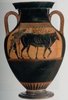Black-Figure Amphora: Herakles Driving a Bull; Attic Bilingual