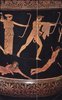 Artemis and Apollo slaying the Children of Niobe; Attic red-figure calyx krater; Cratère des Niobdes