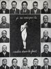 Collective Declaration: A montage of sixteen identity photos surrounding a work of Rene Magritte "Je ne vois pas la [femme] cachee dans la foret."