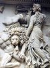Keto, mother of the Graiae, and her lion attack a Giant; North Frieze; Altar of Zeus, Pergamon